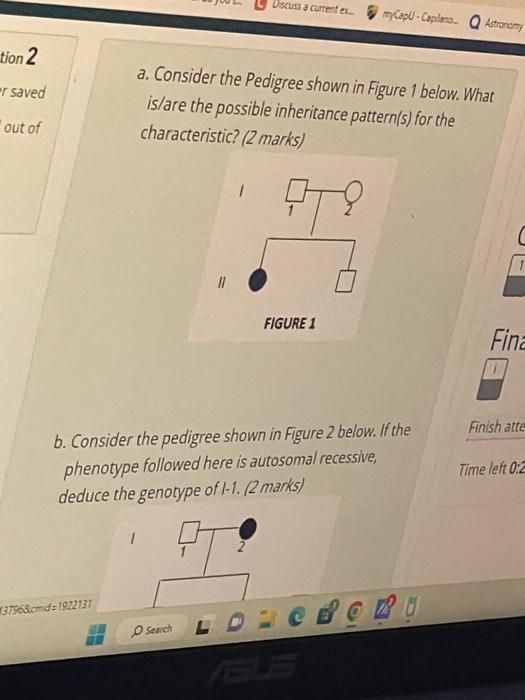 Solved a. Consider the Pedigree shown in Figure 1 below. | Chegg.com