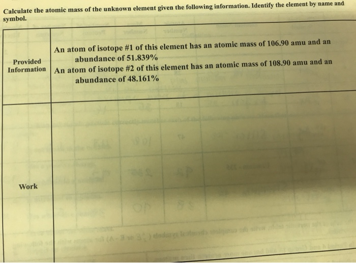 how to calculate the atomic mass of an unknown element