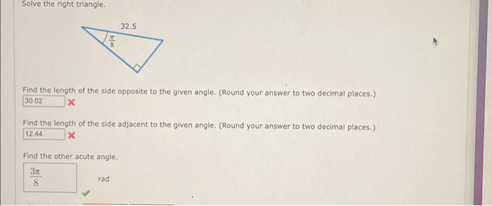 Solved Solve the right triangle. Find the length of the side | Chegg.com