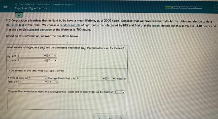 Solved O CONOENCE INTERVALS AND HYPOTHESIS TESTING Type I | Chegg.com