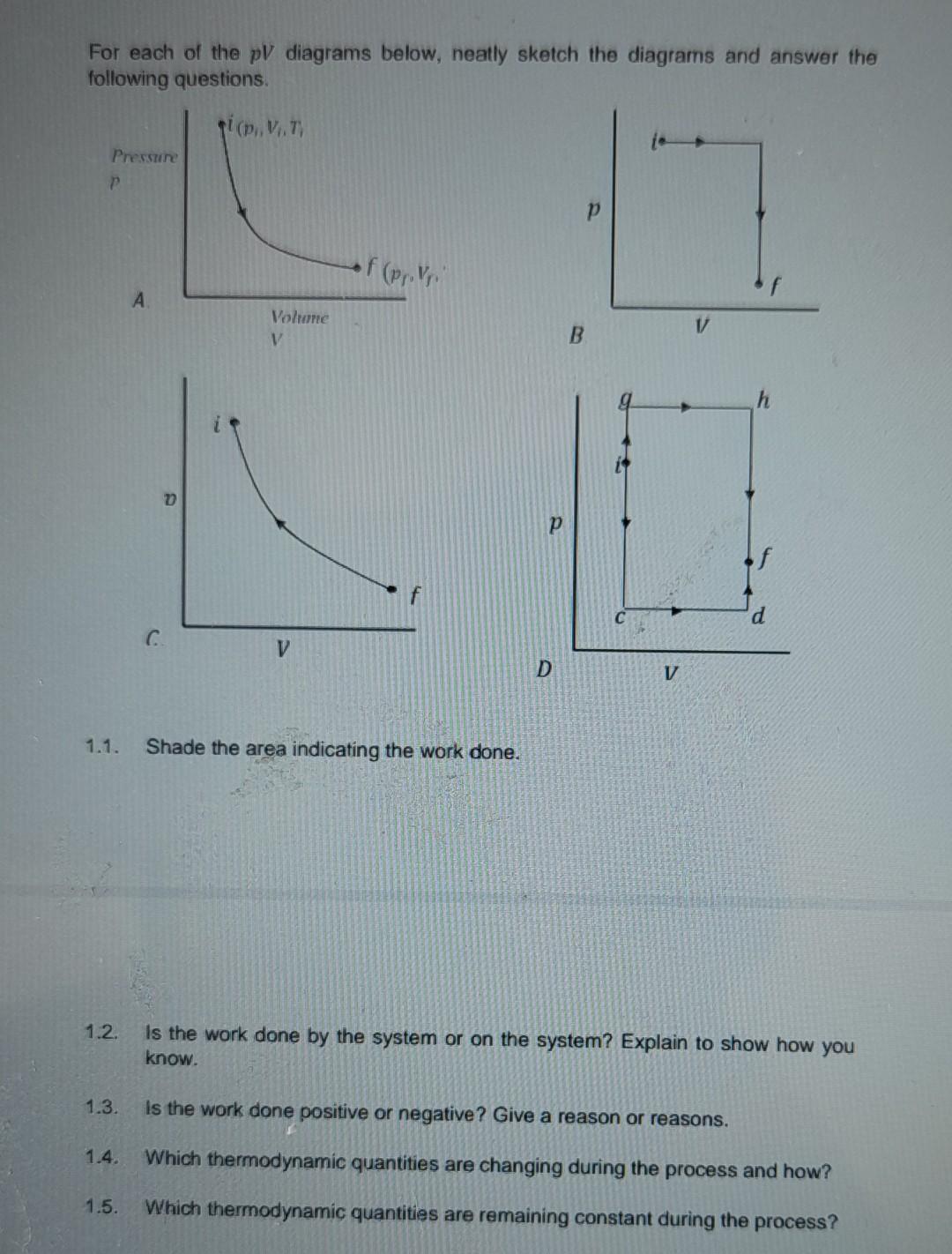 Solved For Each Of The P V Diagrams Below, Neatly Sketch The | Chegg.com