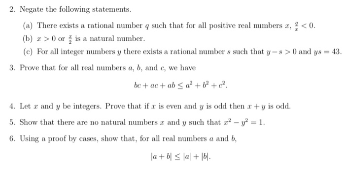 Solved 2 Negate The Following Statements A There Exists 7015