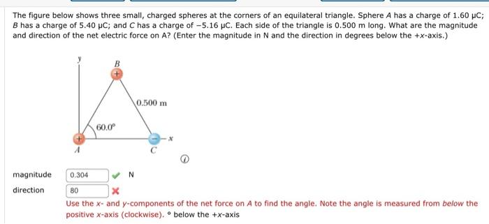 Solved The figure below shows three small, charged spheres | Chegg.com