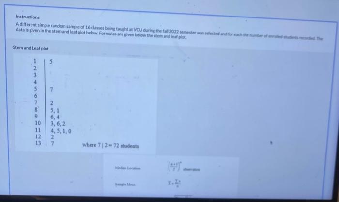 Solved Instructions data is given in the stem and leaf plot | Chegg.com