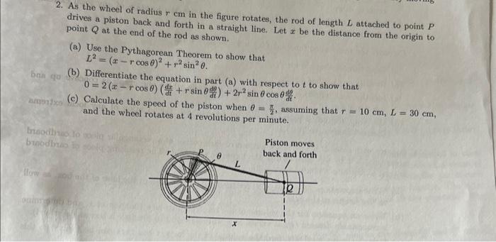 Solved 2. As the wheel of radius r cm in the figure rotates, | Chegg.com