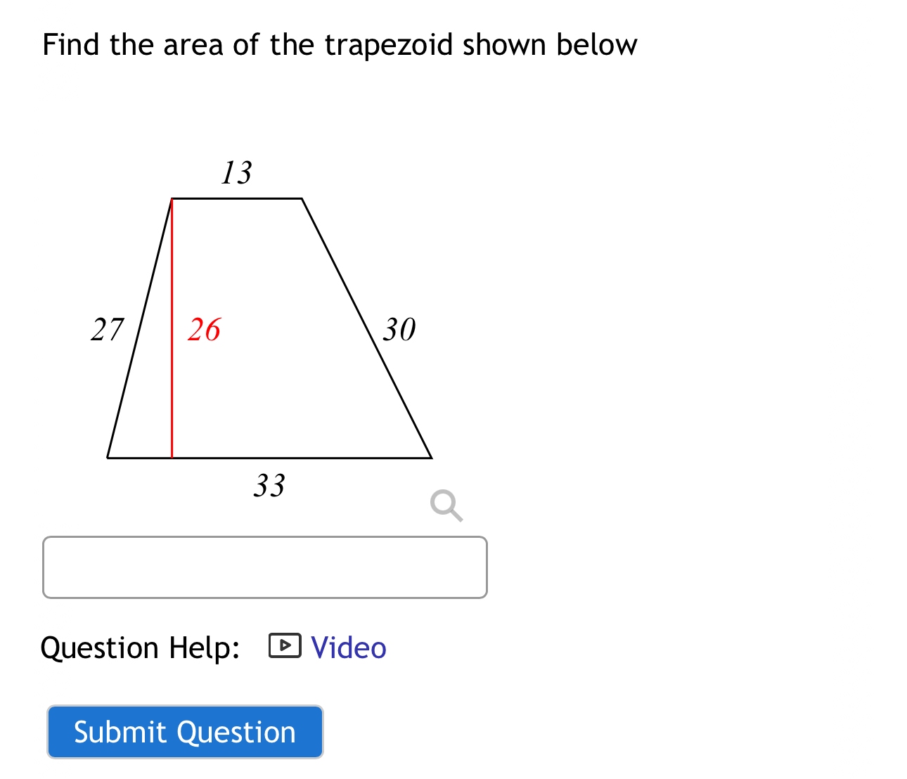 Solved Find the area of the trapezoid shown belowQuestion | Chegg.com