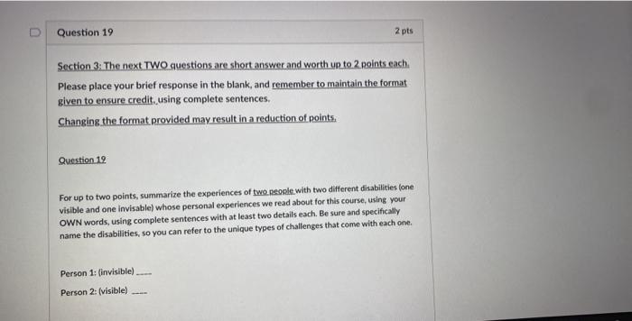 Section 3: The next TWO questions are short answer | Chegg.com