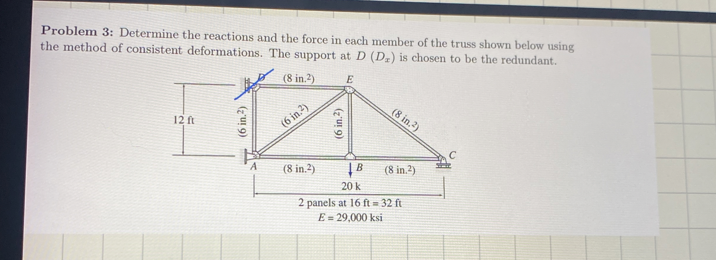 Solved Problem 3: Determine the reactions and the force in | Chegg.com
