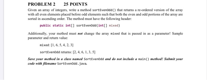 Solved PROBLEM 2 25 POINTS Given an array of integers, write | Chegg.com