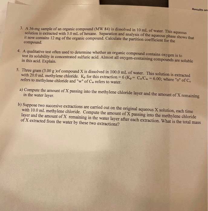 Solved Results an 3. A 36-mg sample of an organic compound | Chegg.com