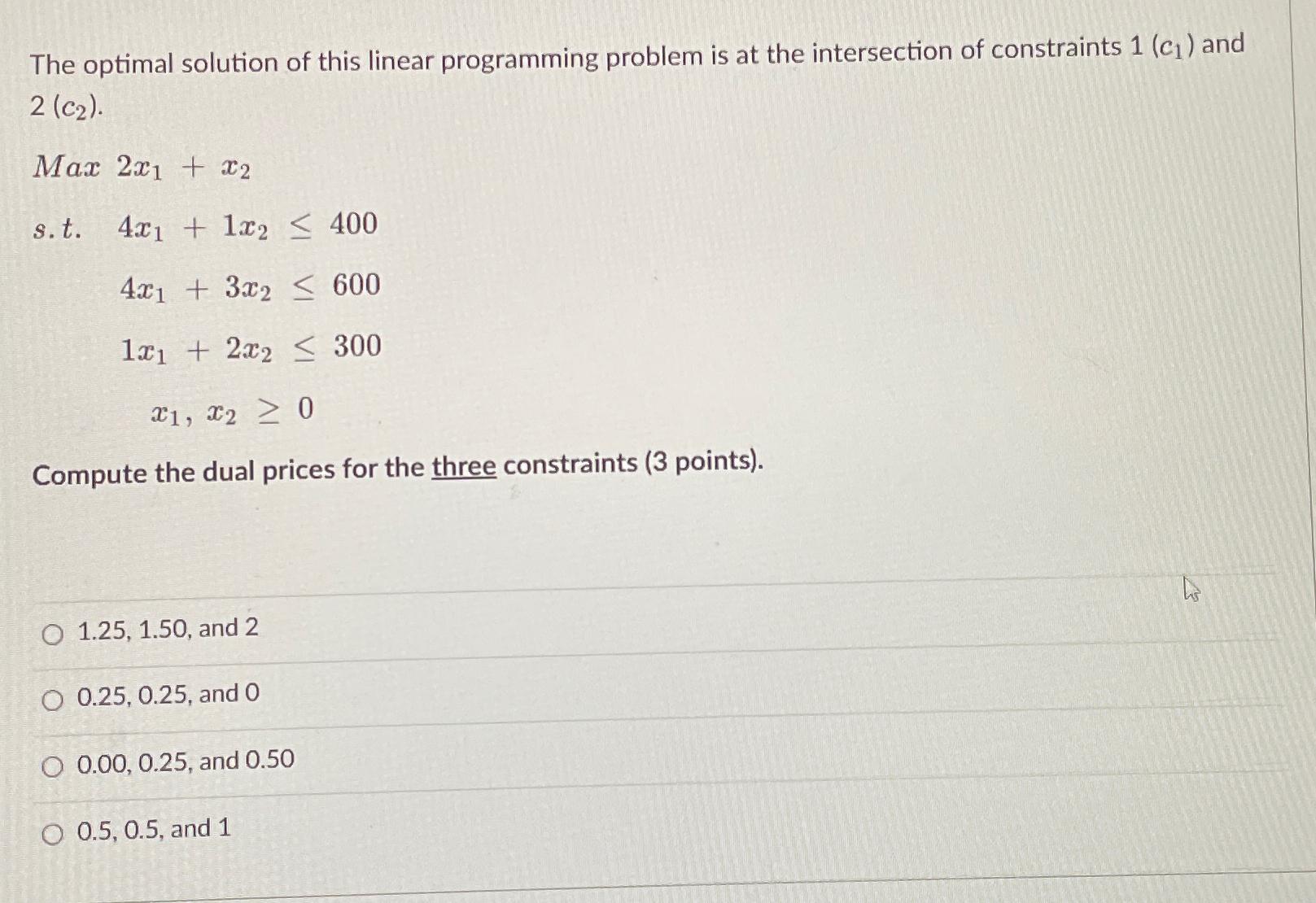 Solved The optimal solution of this linear programming | Chegg.com