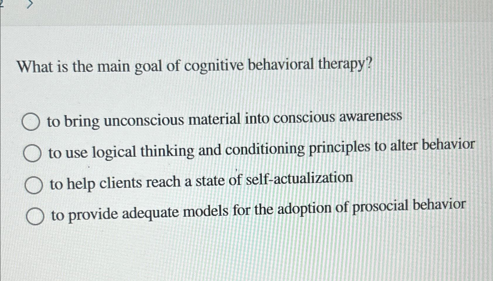 Main goal 2025 of cognitive therapy