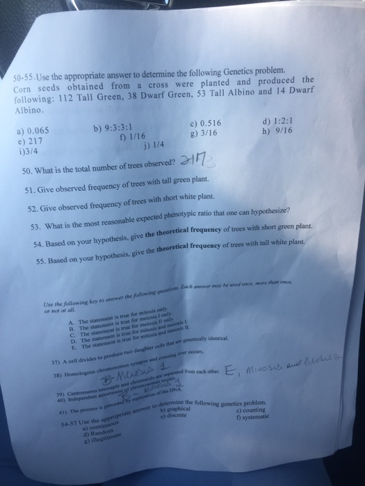 Solved 50 55 Use The Appropriate Answe Corn Seeds Obtaine Chegg Com