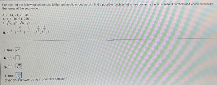 Solved For each of the following sequences (either | Chegg.com