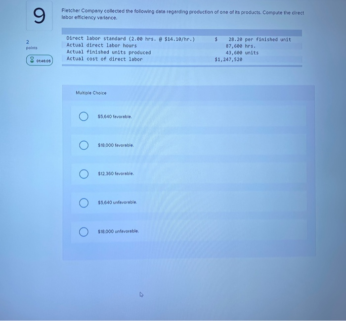 Solved Fletcher Company collected the following data