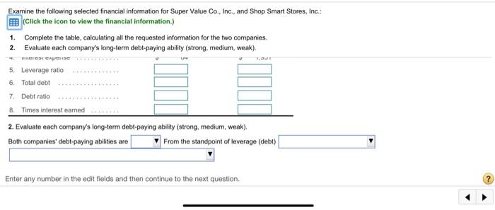 Solved Examine The Following Selected Financial Information | Chegg.com