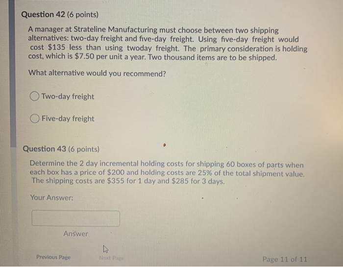 Solved Question 42 (6 points) A manager at Strateline | Chegg.com