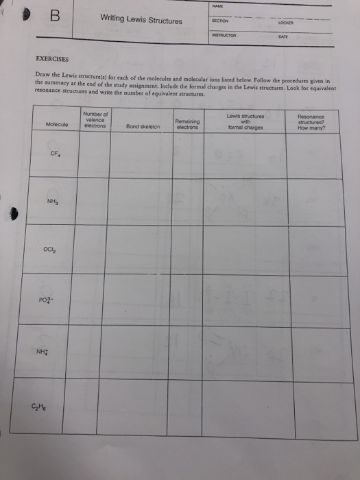 Solved B Writing Lewis Structures EXERCISES Draw The Lewis | Chegg.com