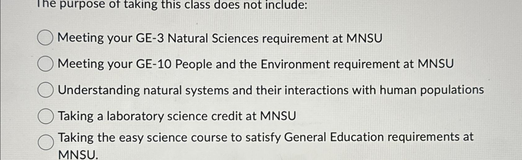 Solved The purpose of taking this class does not