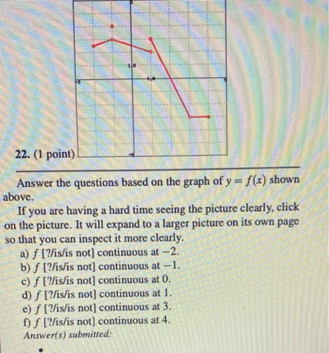 Solved 22. (1 point) Answer the questions based on the graph | Chegg.com