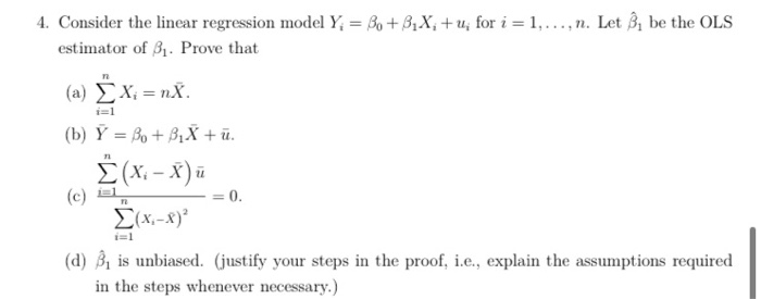 Solved 4 Consider The Linear Regression Model Y Be Chegg Com