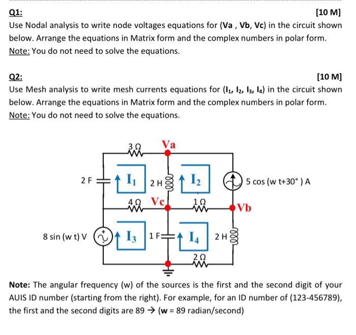 Q1 10 M Use Nodal Analysis To Write Node Voltages Chegg Com