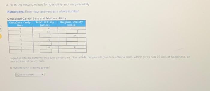 Solved 1) D a. Fill in the missing values for total utility | Chegg.com