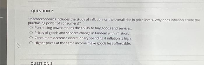 Solved "Macroeconomics includes the study of inflation, or | Chegg.com