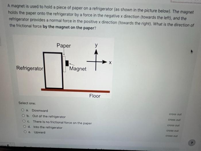 Solved A magnet is used to hold a piece of paper on a | Chegg.com