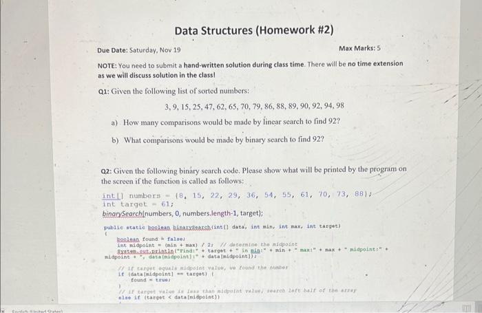 data structures homework