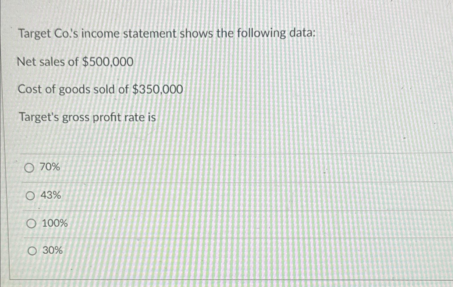 Solved Target Co.'s income statement shows the following | Chegg.com