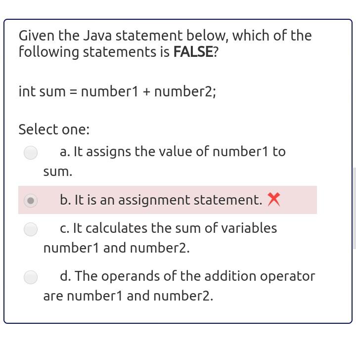 Solved Given the Java statement below, which of the | Chegg.com