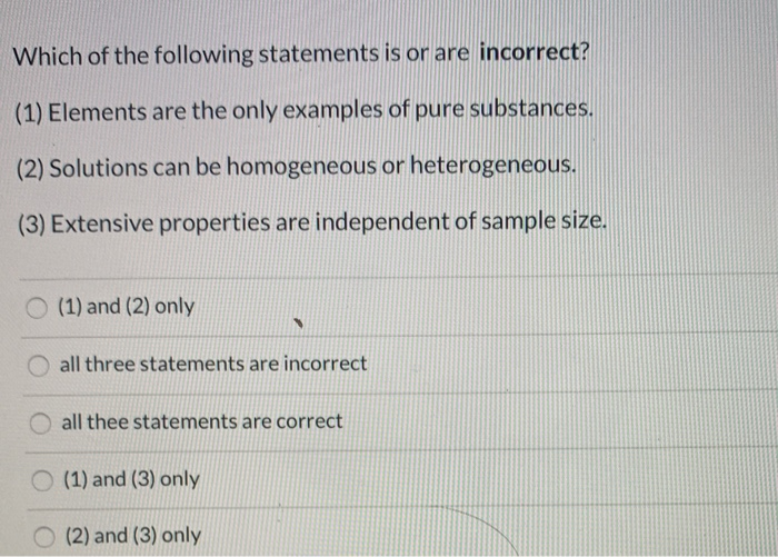 Solved Which Of The Following Statements Is Or Are | Chegg.com