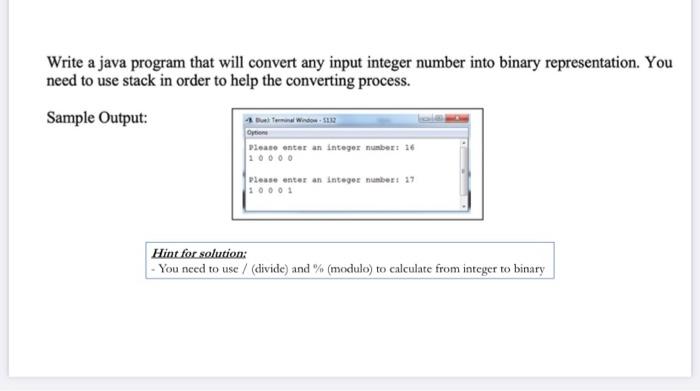 Solved Write a java program that will convert any input | Chegg.com