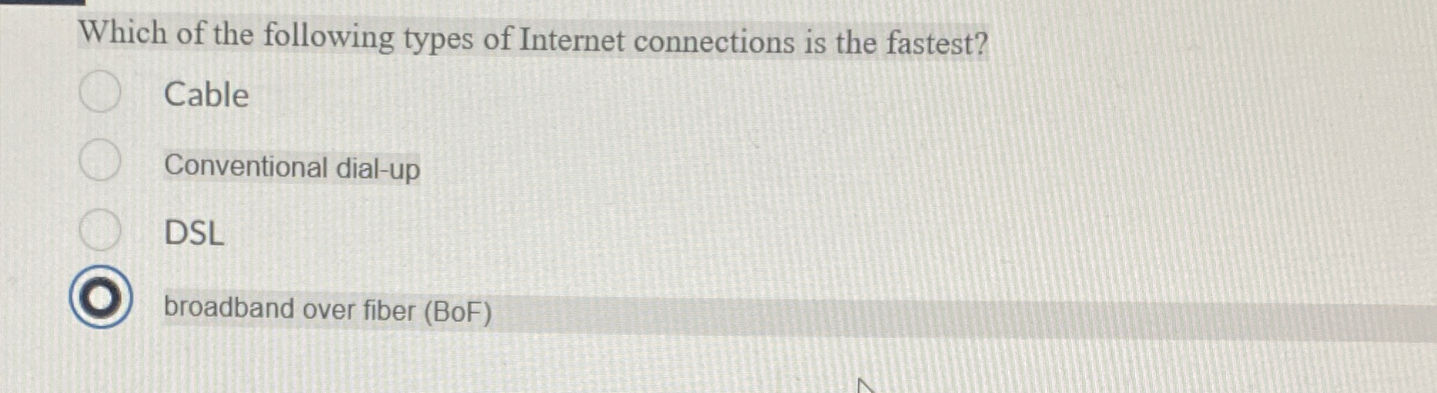 Solved Which of the following types of connections