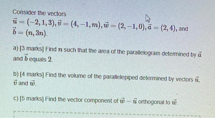 Solved Consider The Vectors U 2 1 3 U 4 1 M U Chegg Com