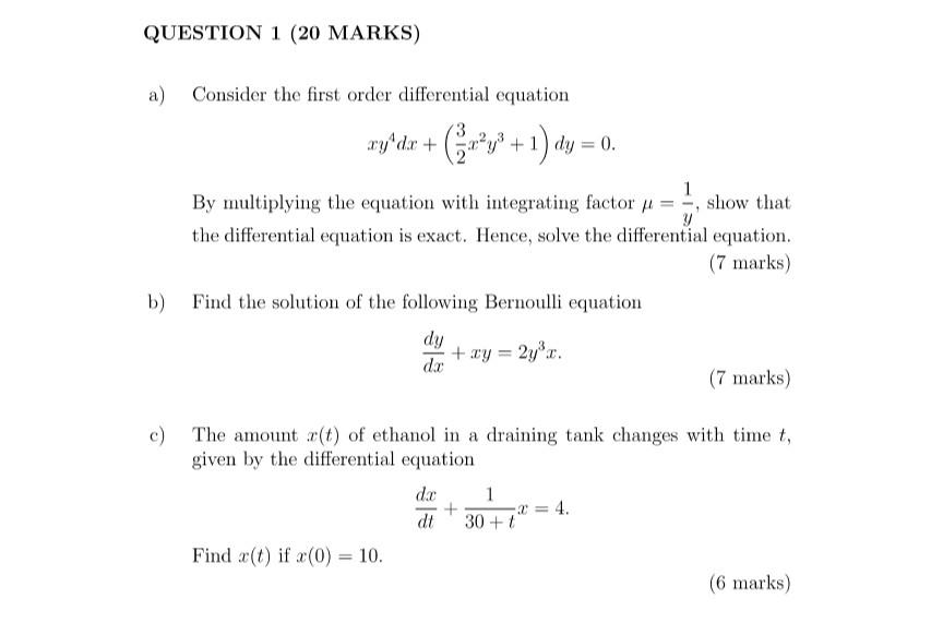 Solved A Consider The First Order Differential Equation