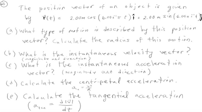 Solved object is given The position vector of an by Plt) - | Chegg.com