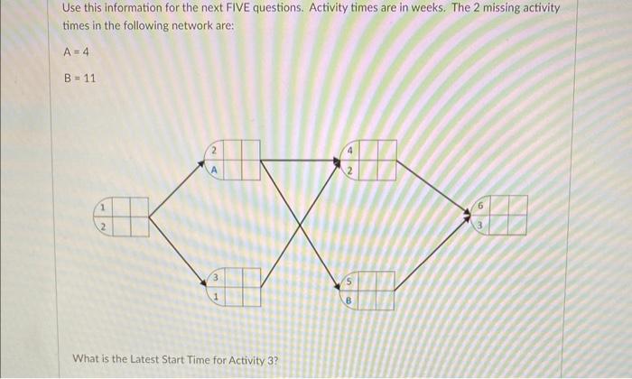 Solved Use this information for the next FIVE questions. | Chegg.com