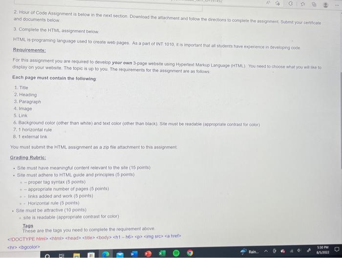 Solved 2. Hour of Code Assignment is below in the next | Chegg.com