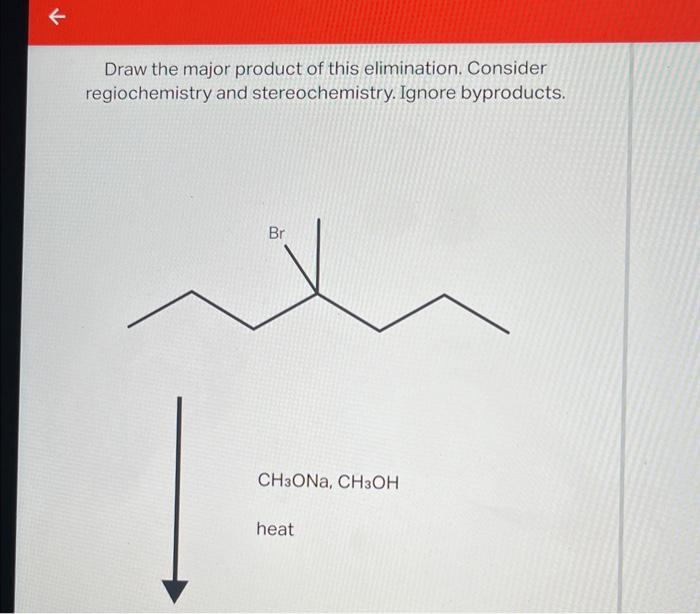 Draw the major product of this elimination. Consider regiochemistry and stereochemistry. Ignore byproducts.