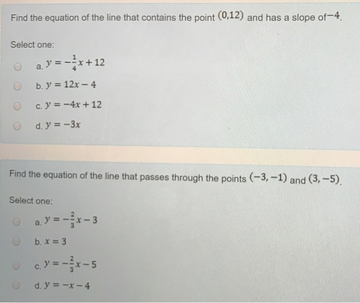 Solved For The Linear Equation 4x 8y 12 Correctly F Chegg Com