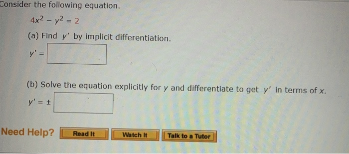 Solved Consider the following equation. 44² - y² = 2 (a) | Chegg.com