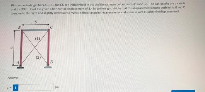 Solved Pin connected rigid bars AB BC, and CD are initially | Chegg.com