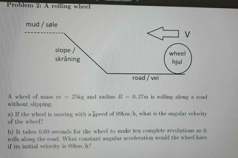 Solved Problem 2: A rolling wheel mud / søle V slope / | Chegg.com