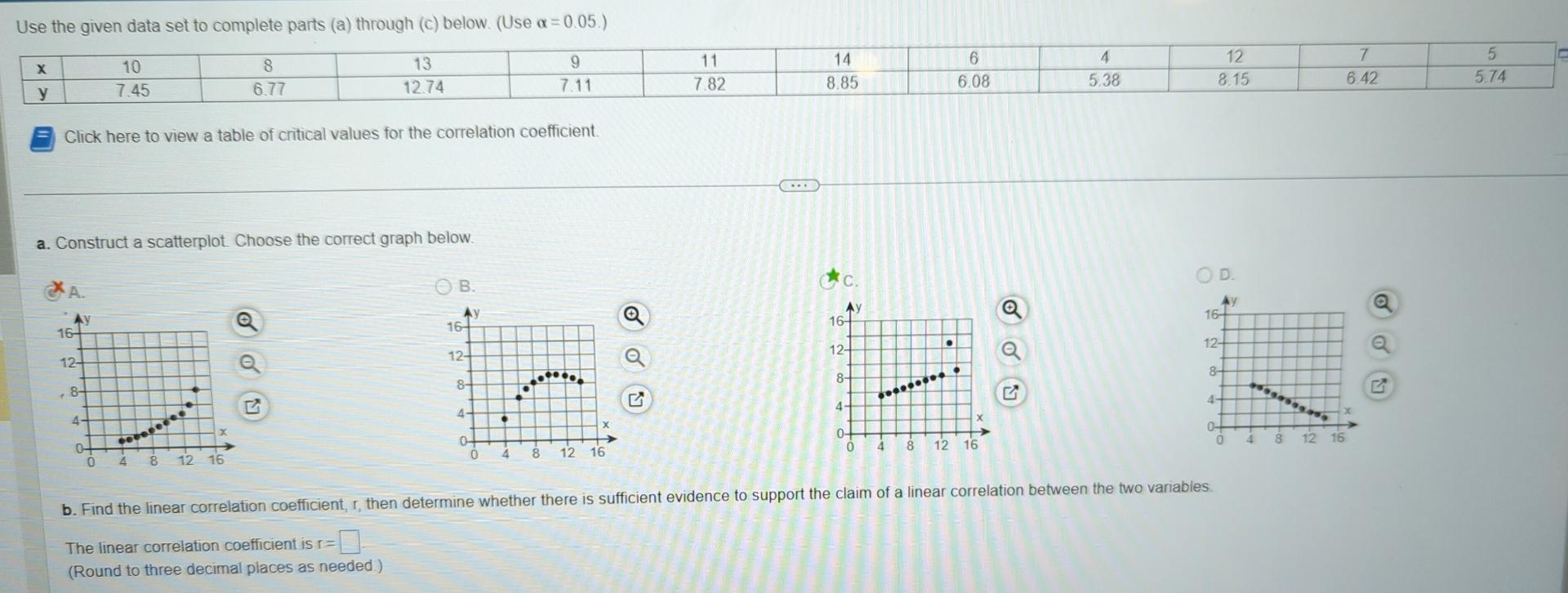 Solved Use the given data set to complete parts (a) through | Chegg.com