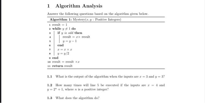 Solved Algorithm Analysis Answer The Following Questions | Chegg.com