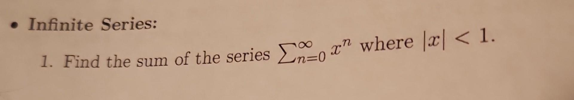 how to find the sum of infinite series