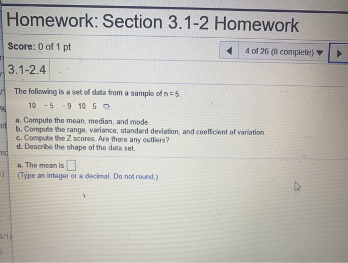 homework section 3 2 statistics quizlet