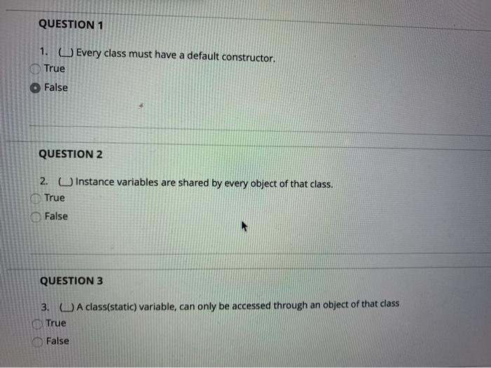 Solved QUESTION 1 1. Every class must have a default | Chegg.com